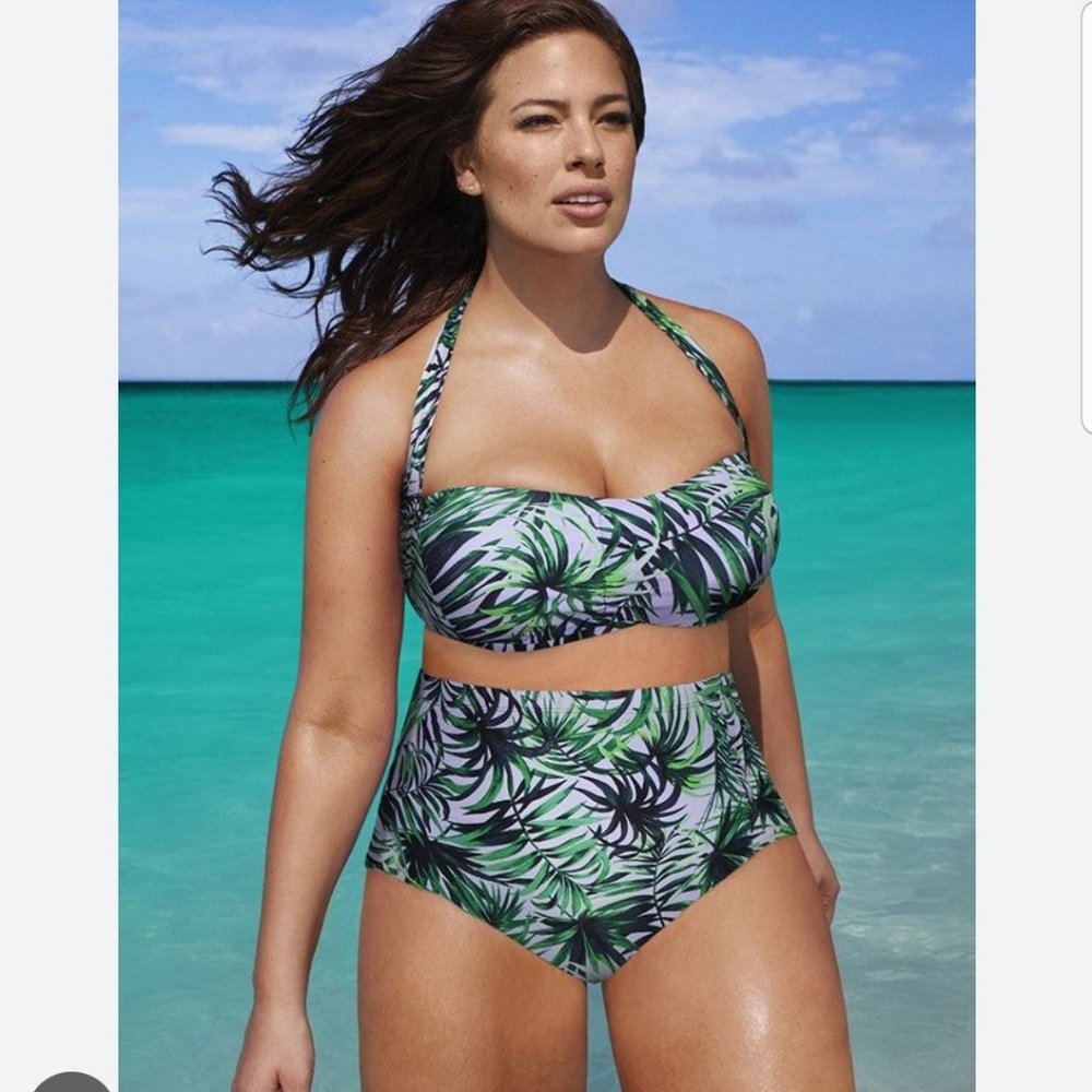 Swimsuits For All Icon Palmate Tropical High Waist Bikini set